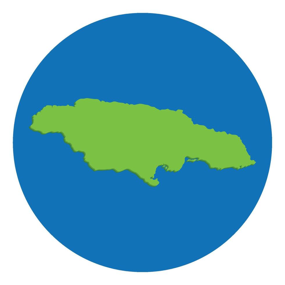 Jamaica map. Map of Jamaica in green color and blue globe shape vector