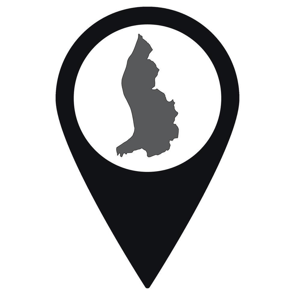Liechtenstein map on map pin icon black color isolated vector