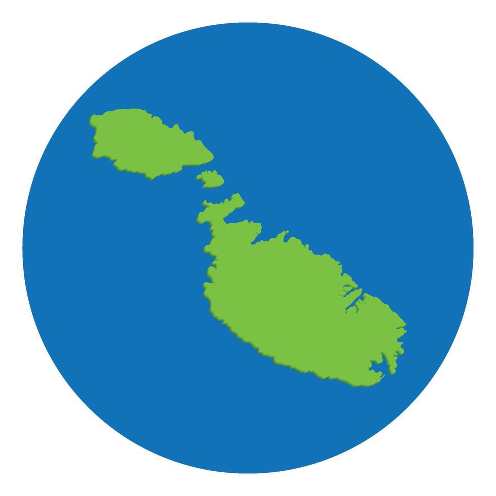 Malta map. Map of Malta in globe design with blue circle color vector