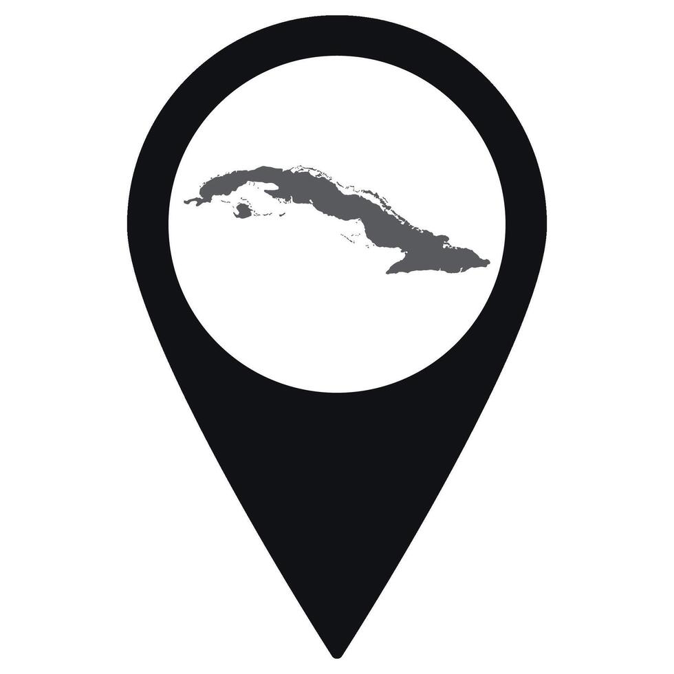 Cuba map. Map of Cuba on map pin icon black color isolated vector