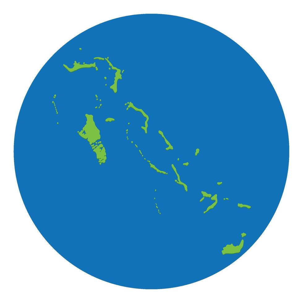 Bahamas map. Map of Bahamas in green color and blue globe shape vector