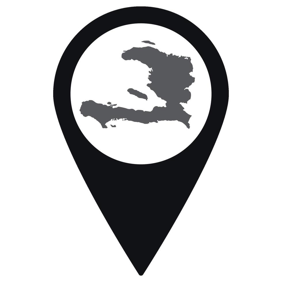 Haiti map. Map of Haiti on map pin icon black color isolated vector