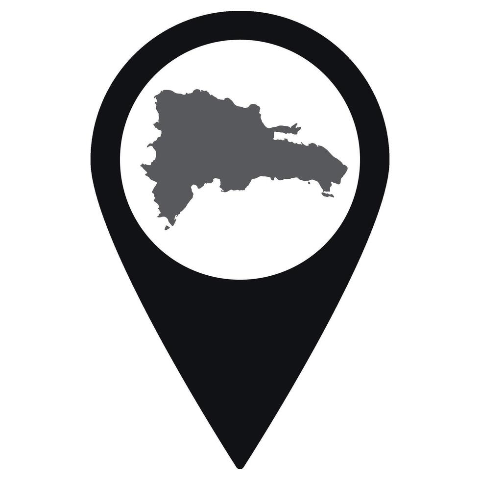 Dominican Republic map. Map of Dominican Republic on map pin icon black color isolated vector