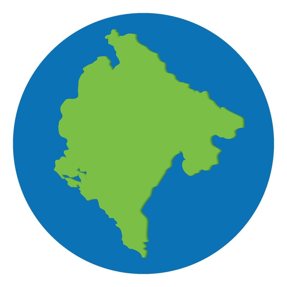 Montenegro map. Map of Montenegro in globe design with blue circle vector