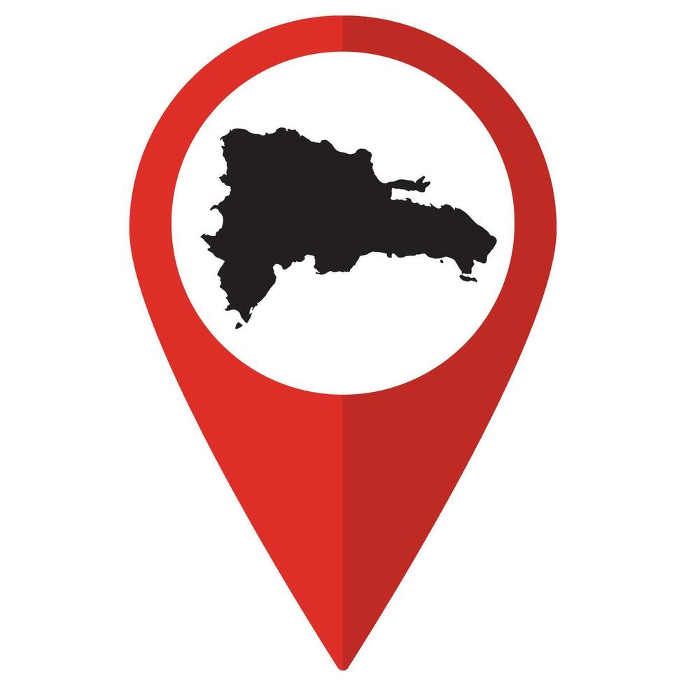 Dominican Republic map. Map of Dominican Republic on map pin icon red color isolated vector