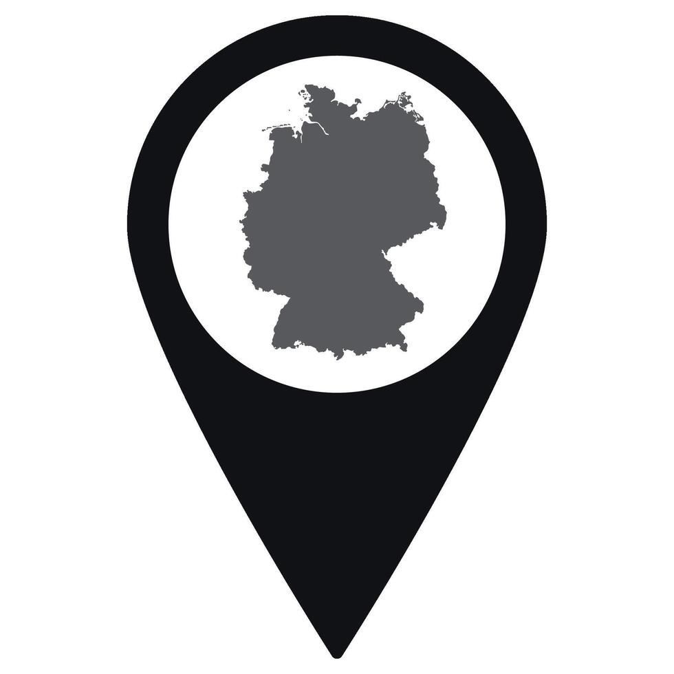 German map. Map of Germany on map pin icon black color isolated vector