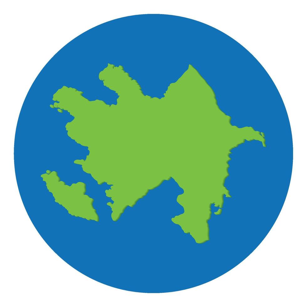Azerbaijan map. Map of Azerbaijan in green color and blue globe shape vector