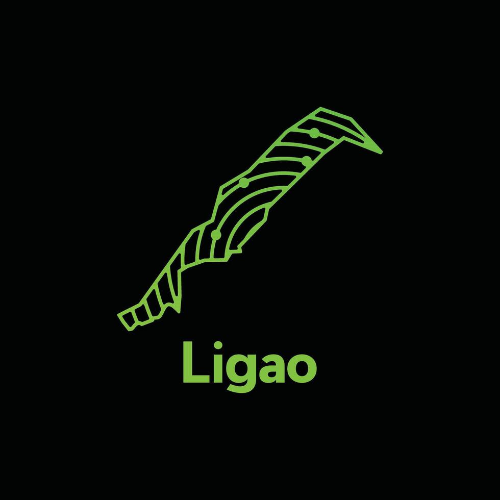 Map City of Ligao. map of the Philippines Country. Borders of for your design with line and dot style technology design template vector