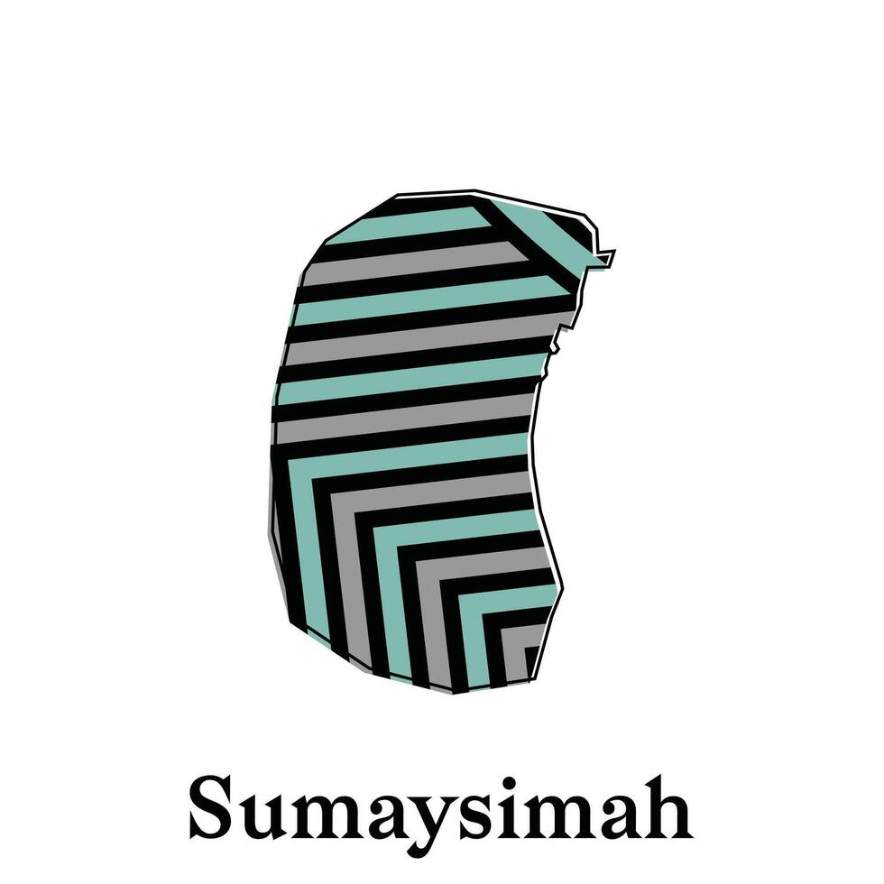 Map of Sumaysimah design template, national borders and important cities illustration on white background vector