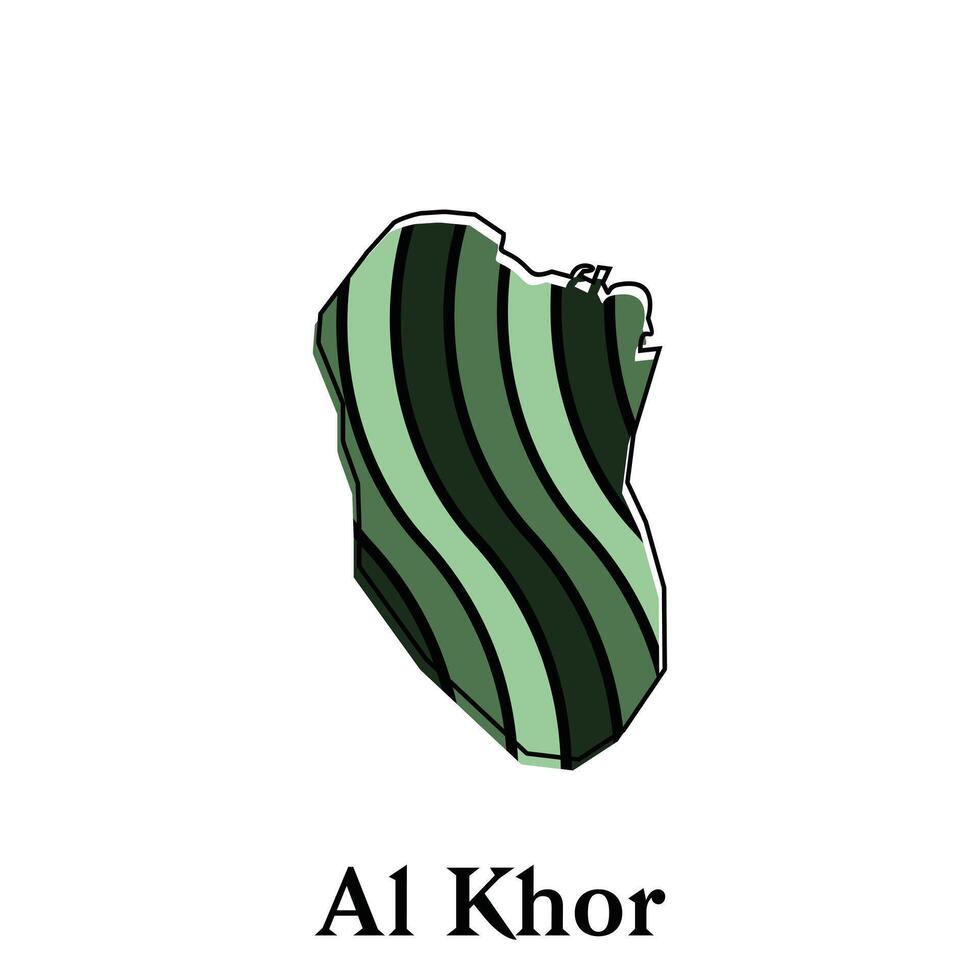 Map of Al Khor design template, national borders and important cities illustration on white background vector