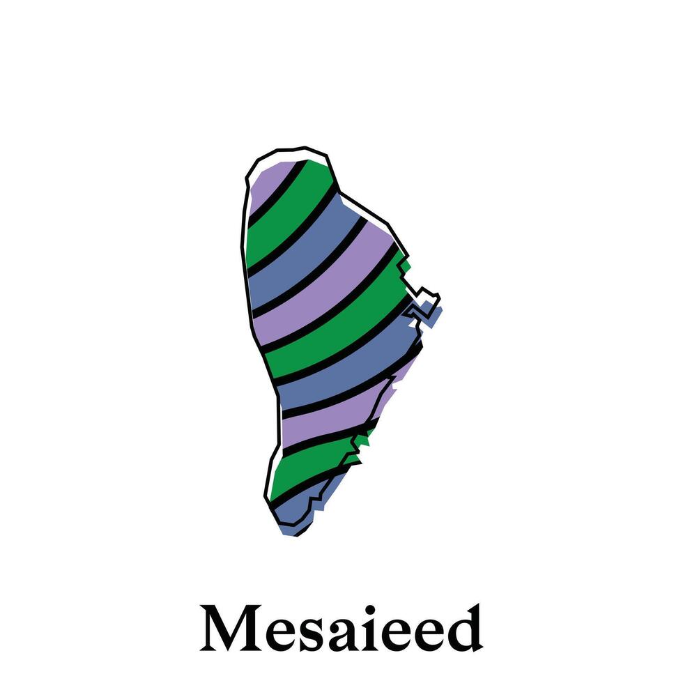 Map City of Mesaieed design illustration, symbol, sign, outline, World Map International template on white background vector
