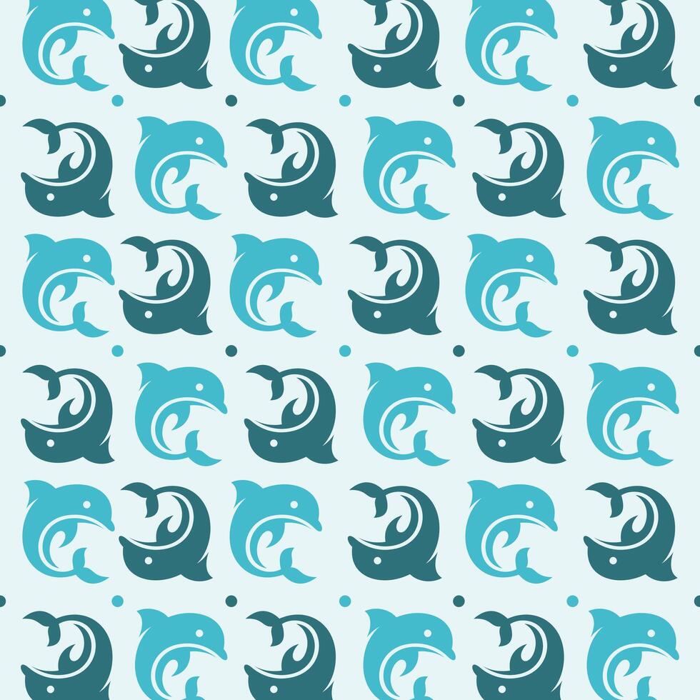 Seamless Pattern of Animal Dolphin Cute flat design, suitable for your design, and etc vector