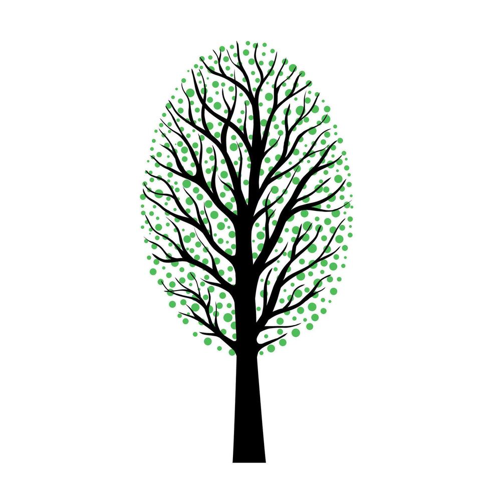 Tree with green dots stylized as leaves. vector