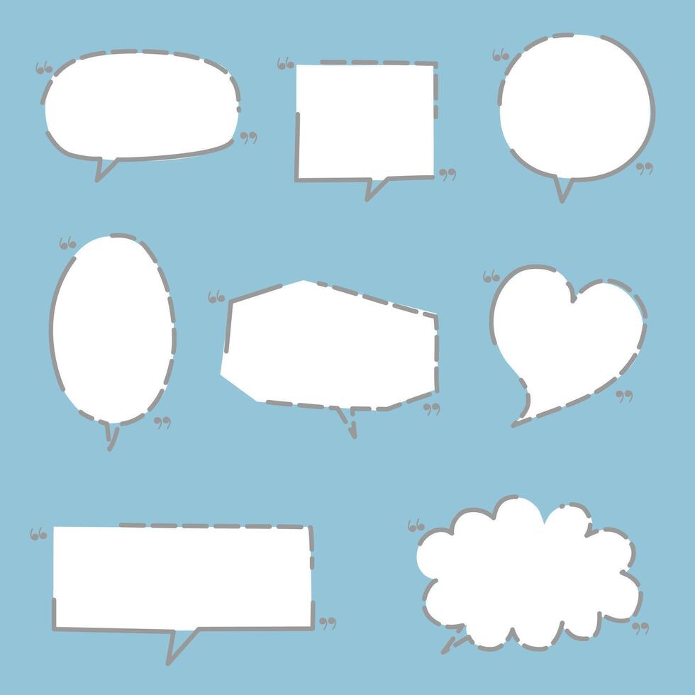 Black and white hand draw doodle speech bubble balloon with quotation marks, icon sticker memo keyword planner text box banner vector