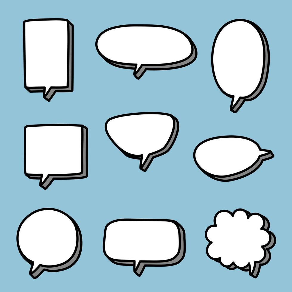 3d Black and white color speech bubble balloon, think frame border speak talk text box banner vector