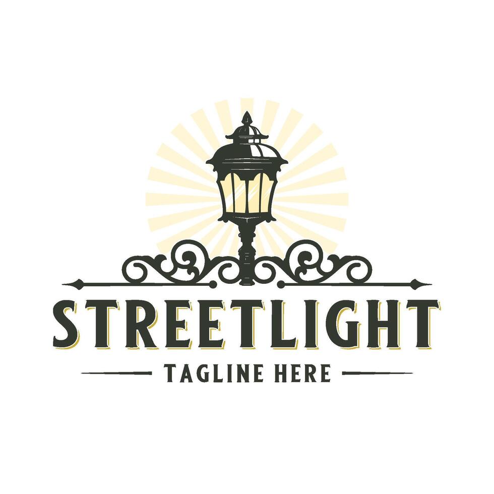 traditional street light logo. with the concept of poles and street lights. vector