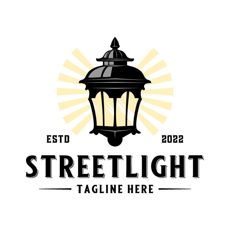 street lamp vintage logo design. street lamp concept with decorative ornaments. suitable for businesses that want to look classic. vector
