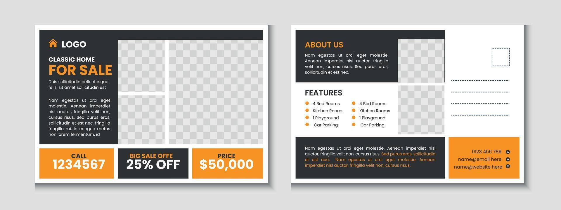 Home Sale Real Estate Postcard Banner Template Design vector