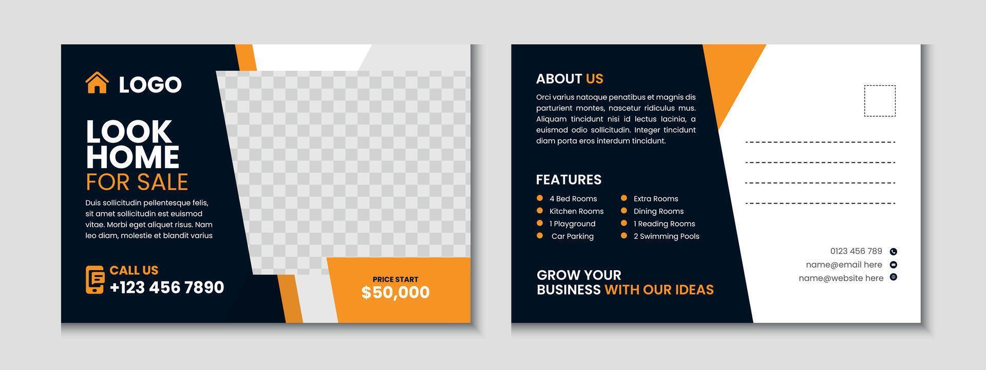 Real Estate Postcard Banner Template Design vector