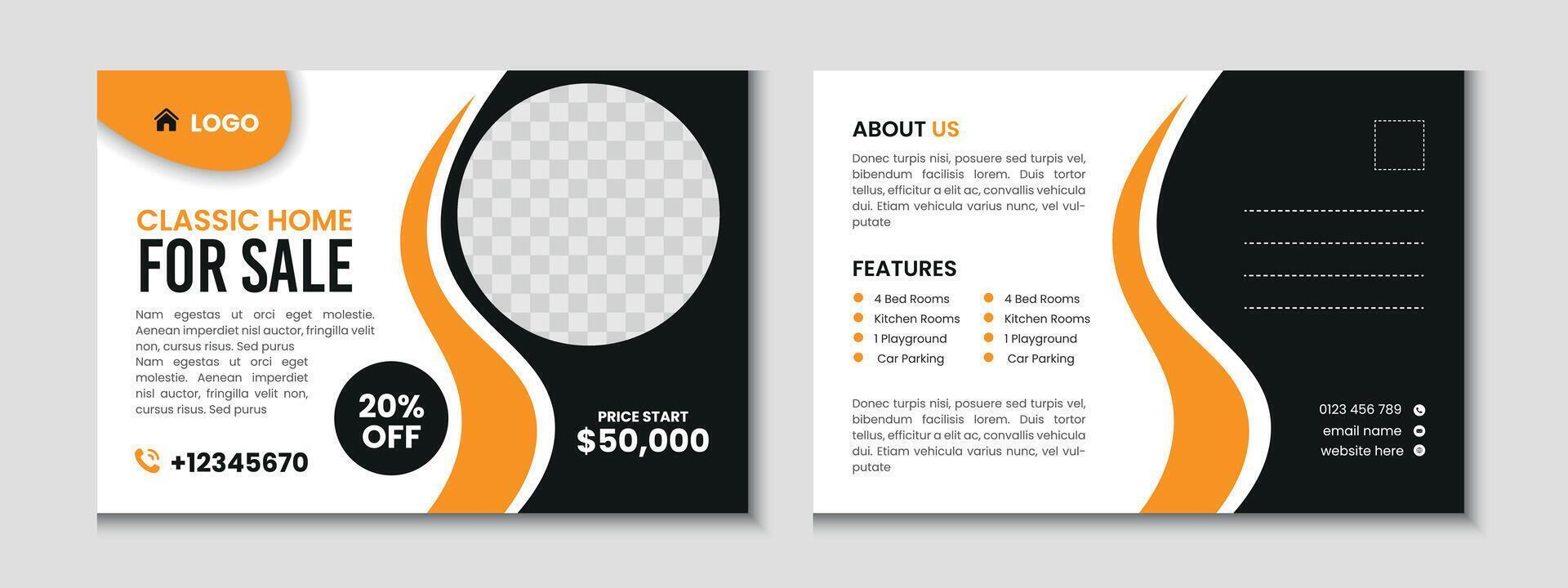 Real Estate Postcard Banner Template Design vector