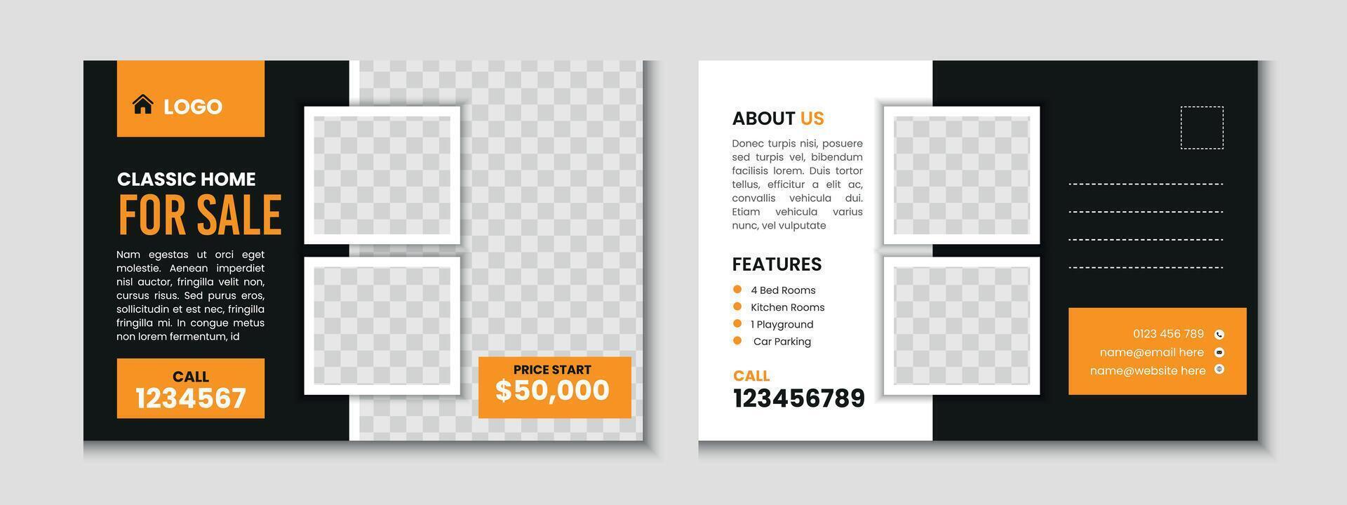Home Sale Real Estate Postcard Banner Template Design vector
