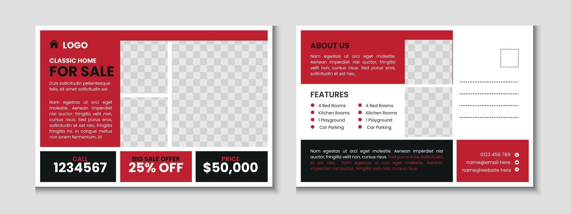 Home Sale Real Estate Postcard Banner Template Design vector