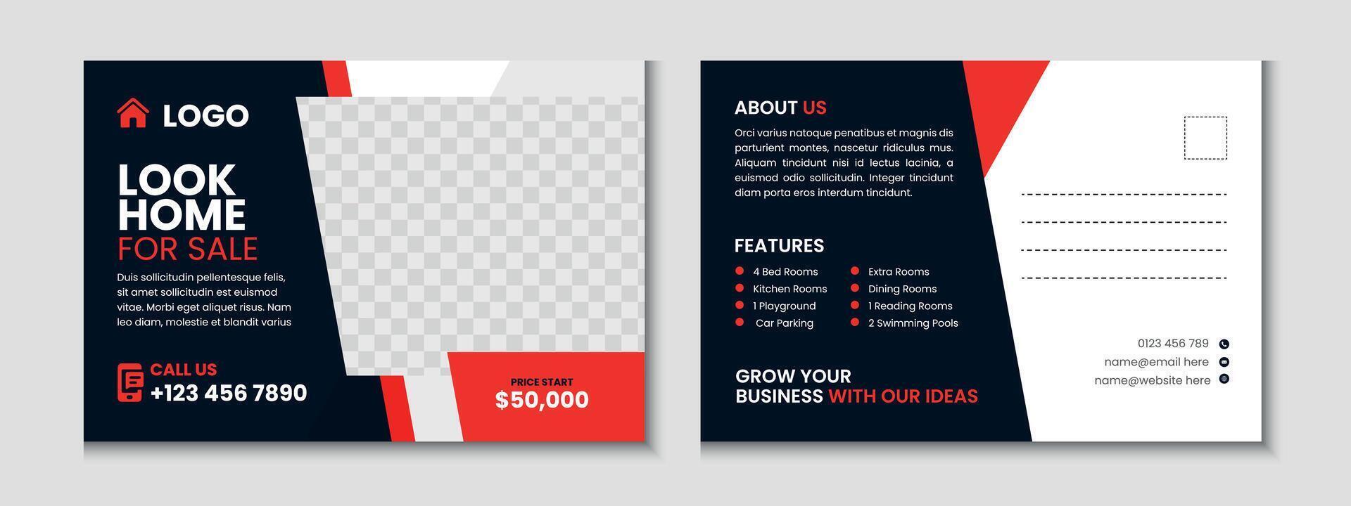 Real Estate Postcard Banner Template Design vector