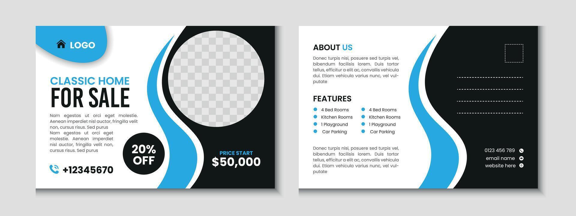 Real Estate Postcard Banner Template Design vector