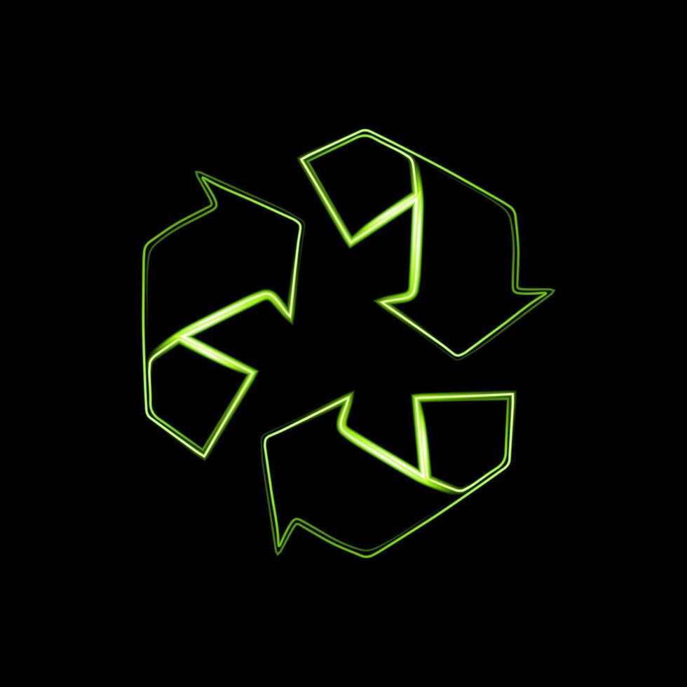 Icon of recycling with neon effect. vector