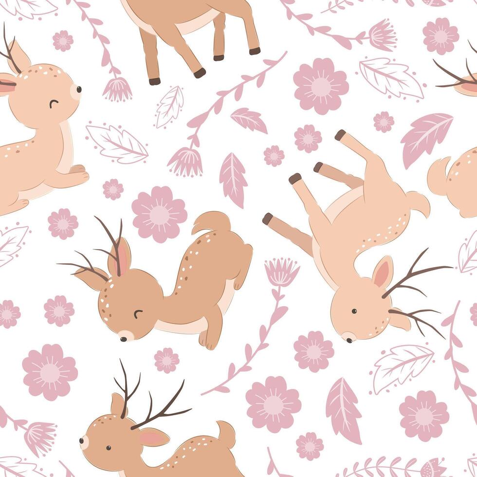 Cute Reindeer Seamless Pattern vector