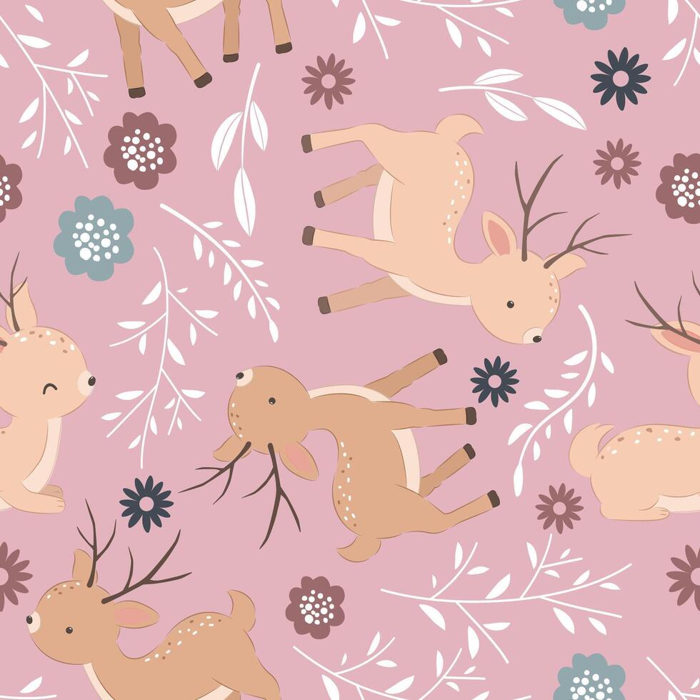 Cute Reindeer Seamless Pattern vector