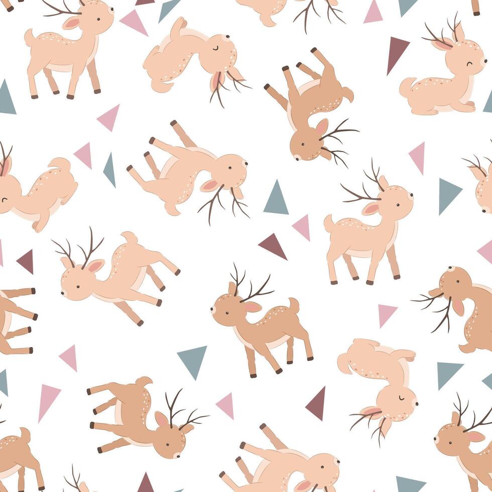 Cute Reindeer Seamless Pattern vector