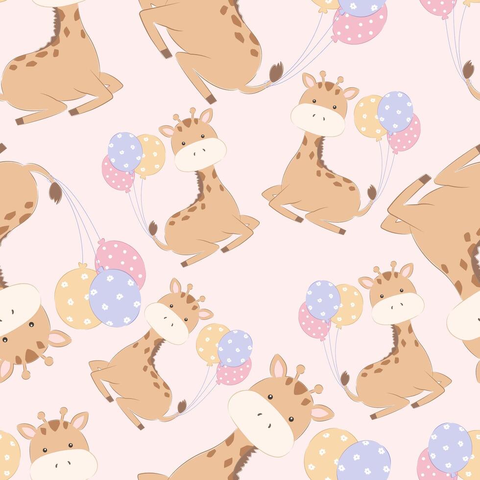 Cute baby animals seamless pattern vector