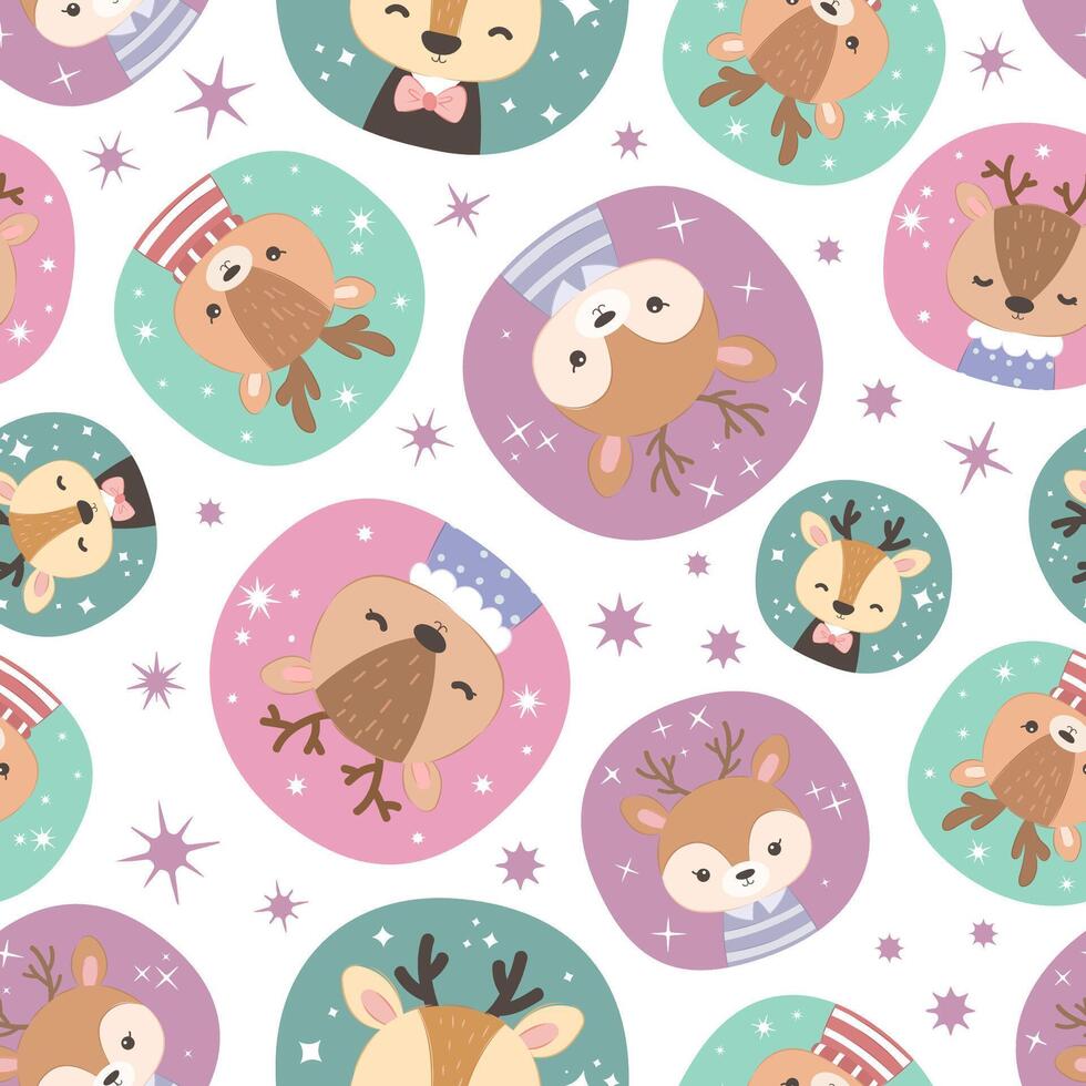 Cute Reindeer Seamless Pattern vector