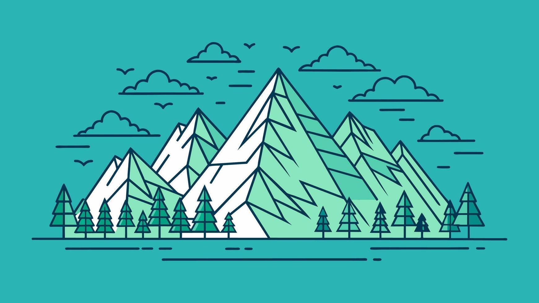 Alps Landscape in Line Art vector