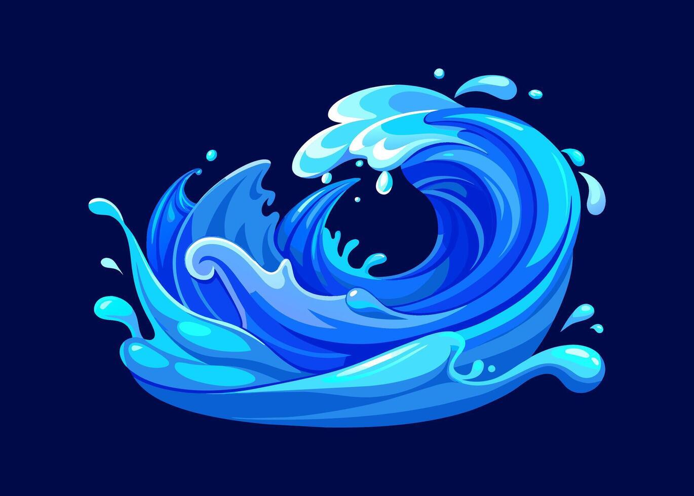 Flowing and Falling Blue Aqua With Swirls and Splashes vector