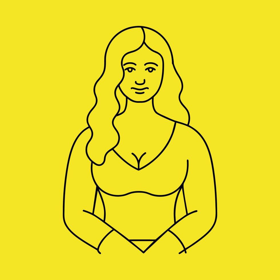 Single Line Art of a Woman With Long Hair vector