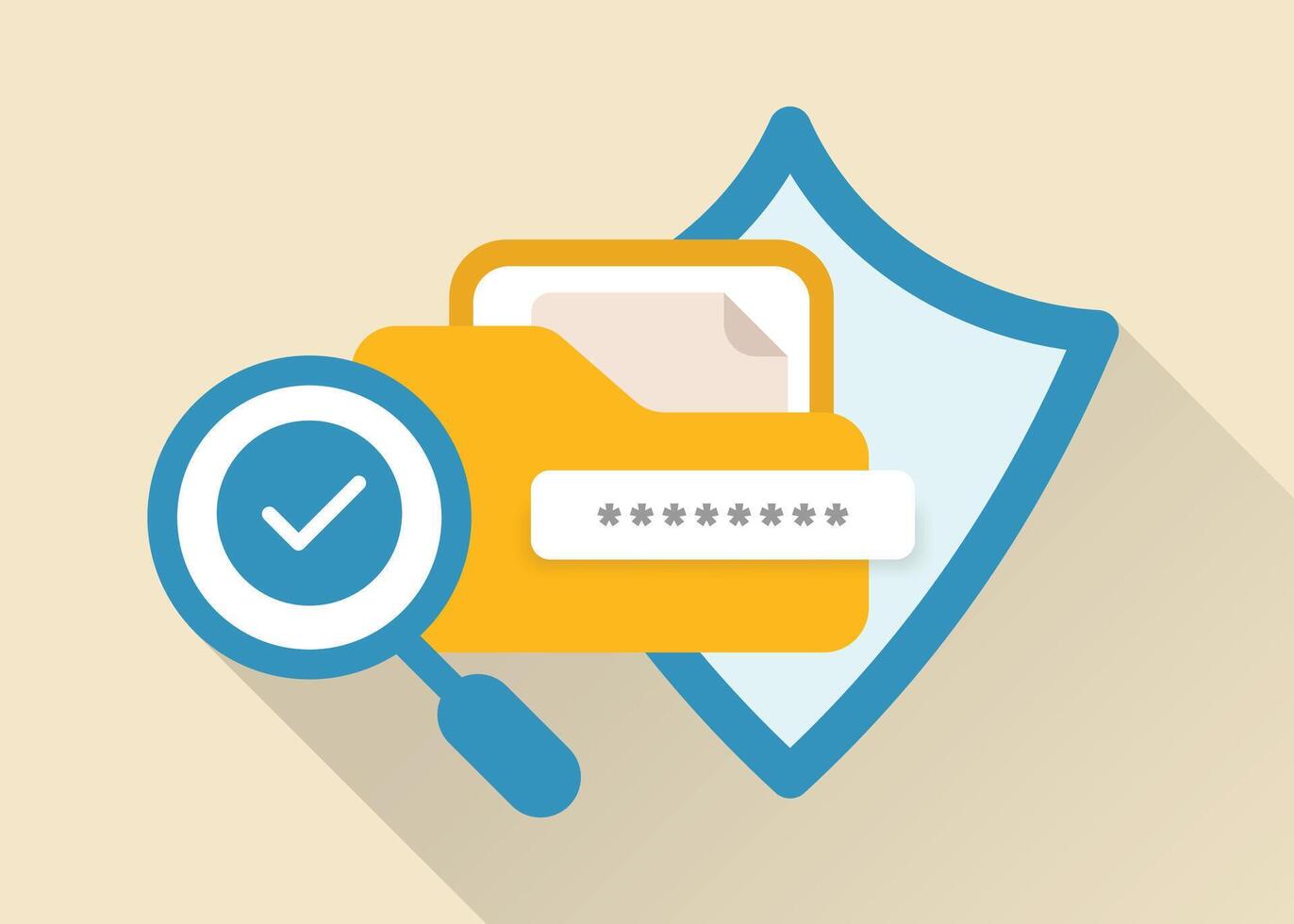 File Safety and Secure Data Management Minimalist Flat Illustration vector