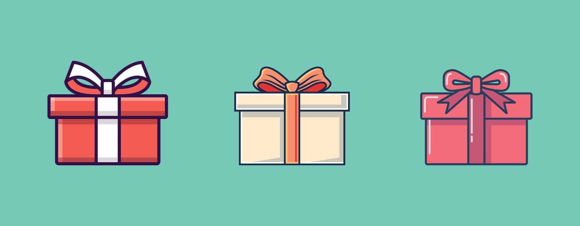 Set of illustration of a wrapped gift box with a bow vector