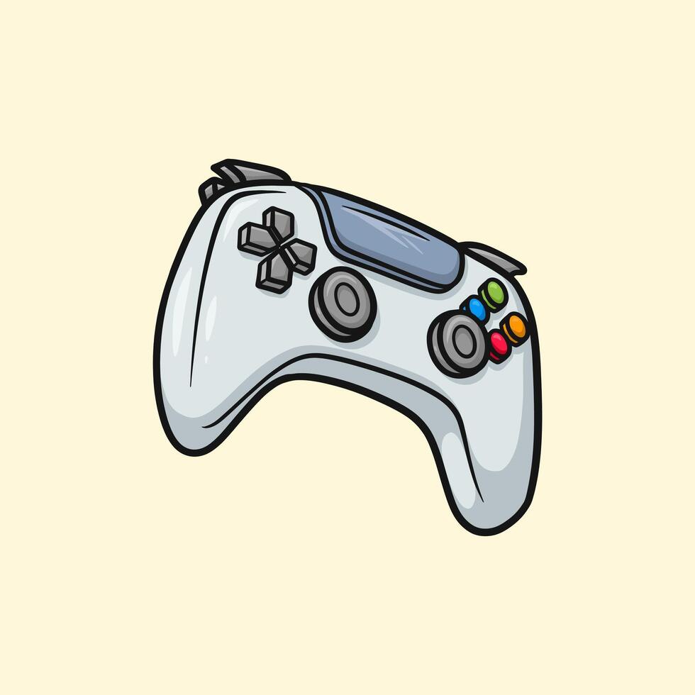 Gaming Stick Controller White Blue Cartoon vector