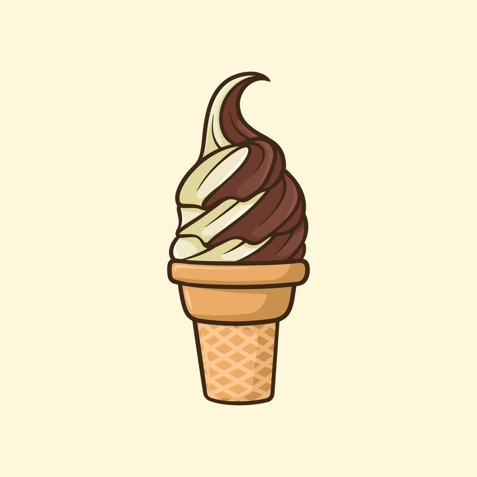 Vannila Chocolate Ice Cone Cartoon vector