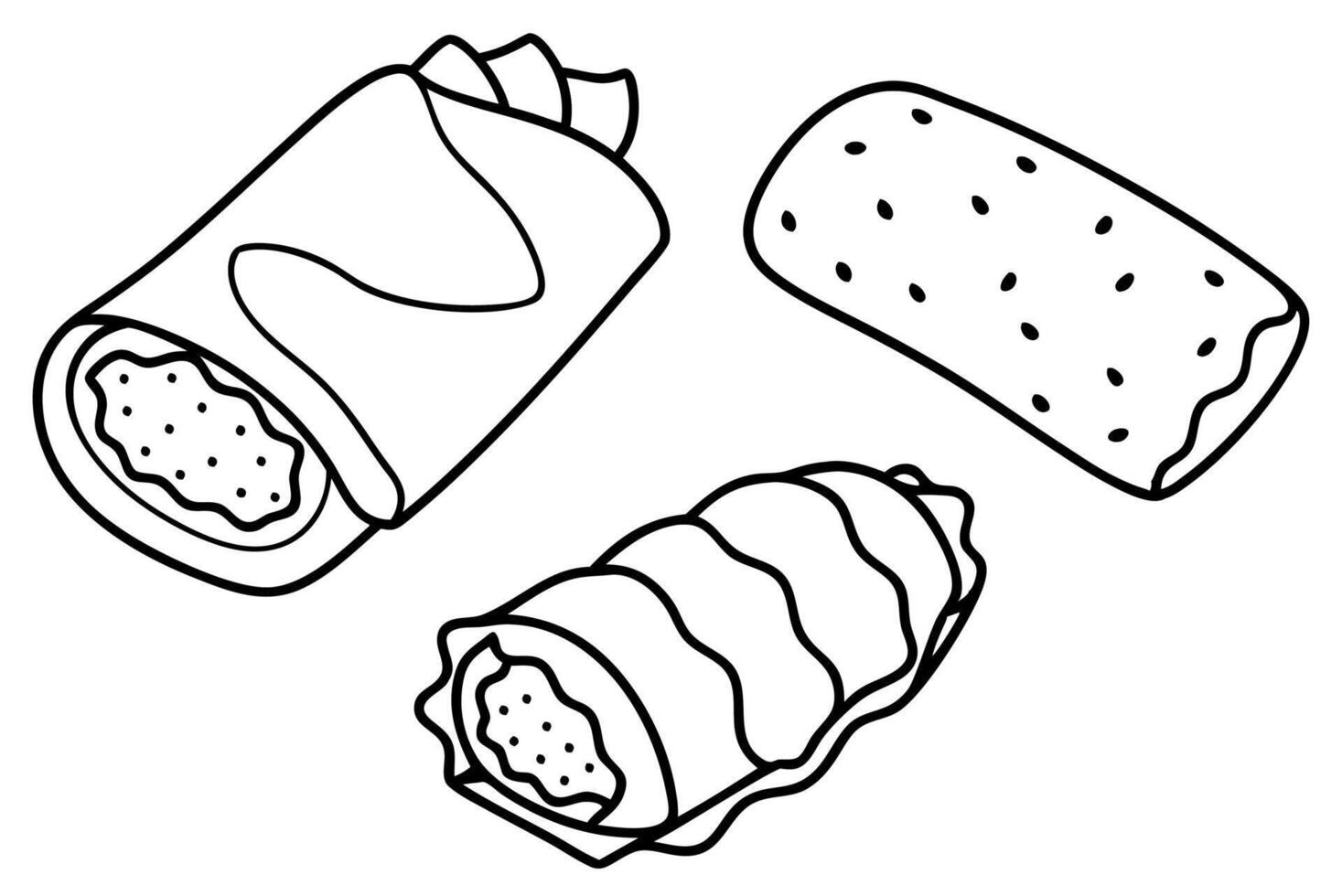 Spring rolls line art design exquisite hand drawing vector