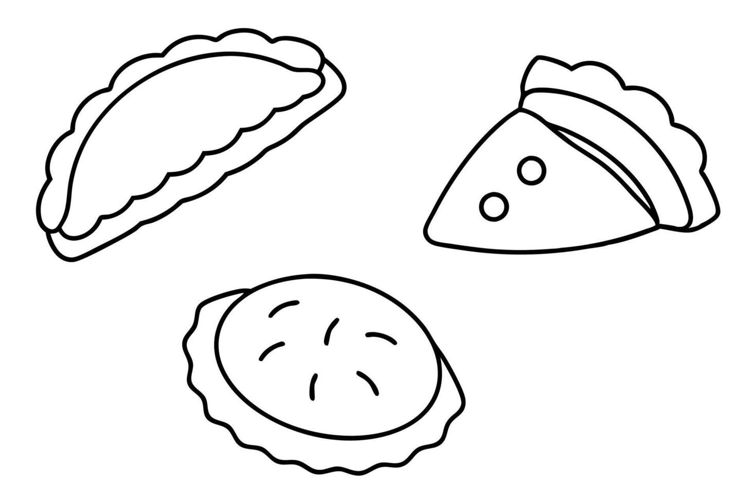 Empanadas line art design intricate pastry artwork drawing vector