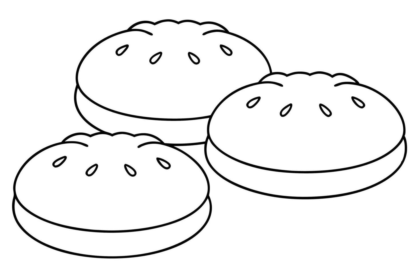 Bao Buns Line Art Design Detailed Chinese Dumpling Illustration vector