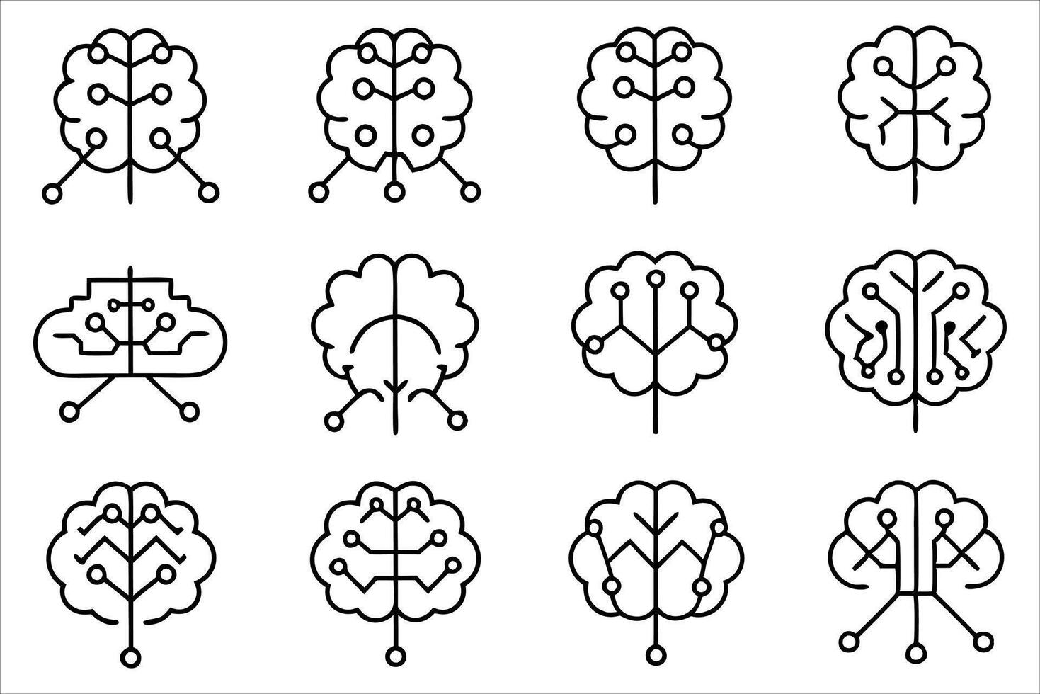 Brain circuit line art design digital artwork vector