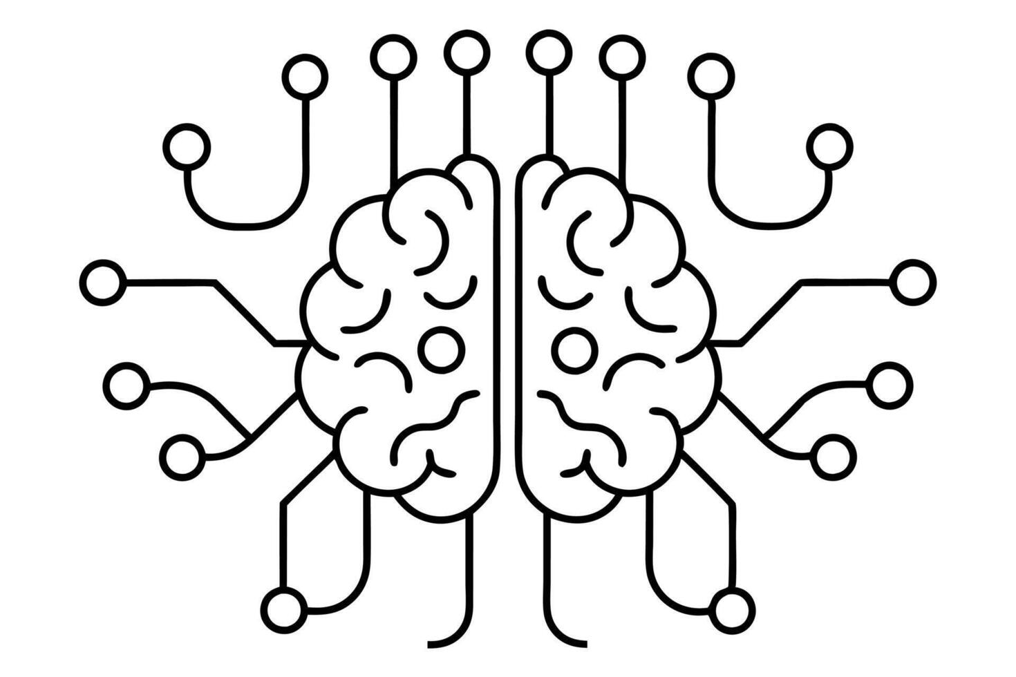 Brain circuit line art design intricate illustration vector
