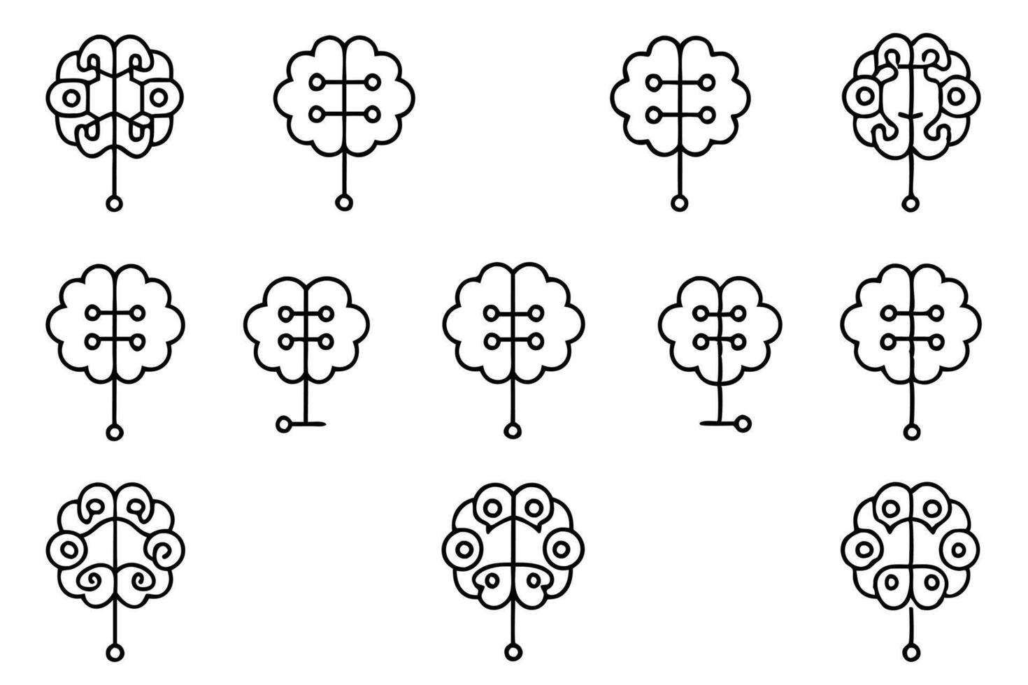 Brain circuit line art design conceptual artwork vector
