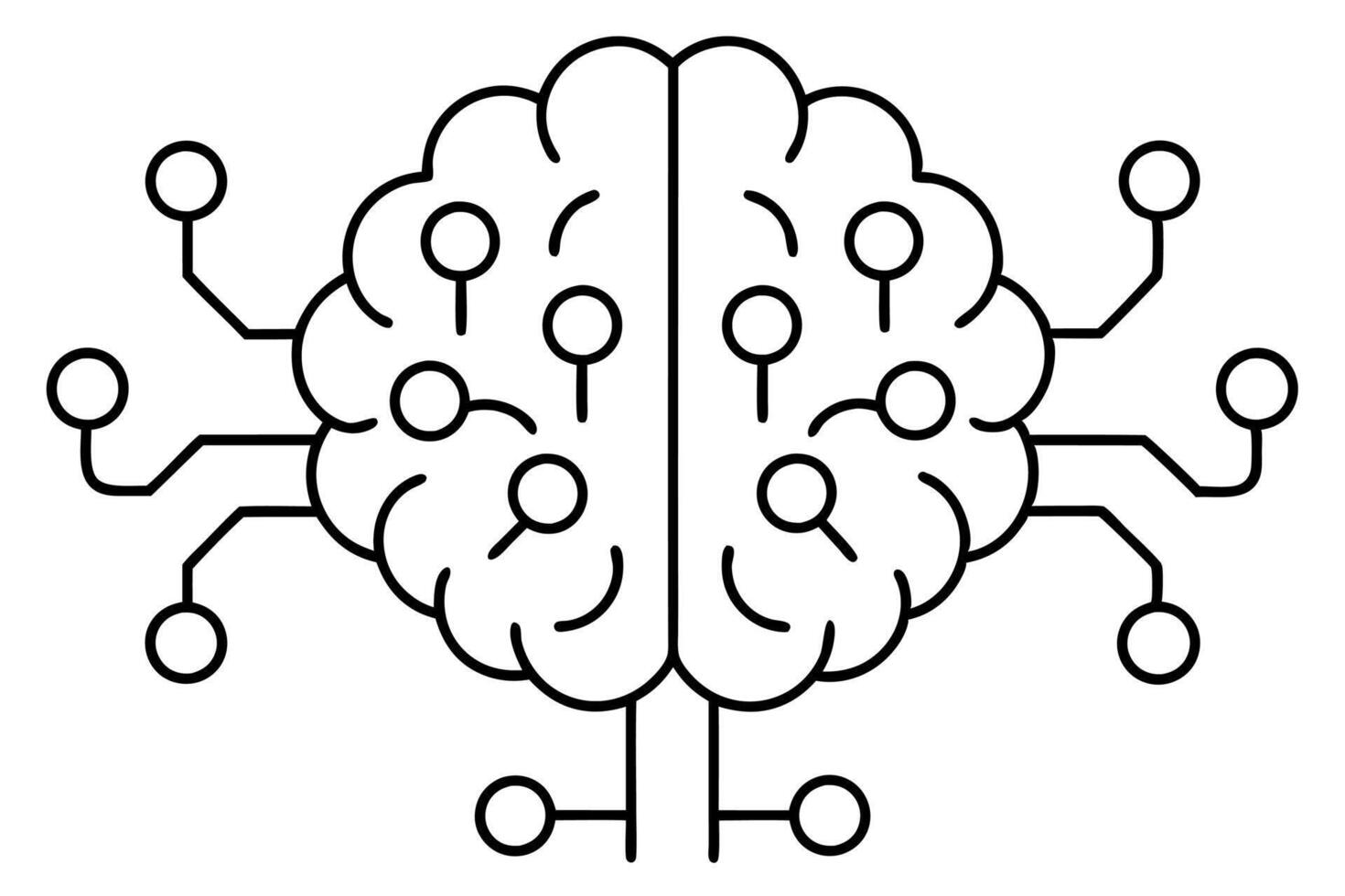 Brain circuit line art design drawing illustration vector