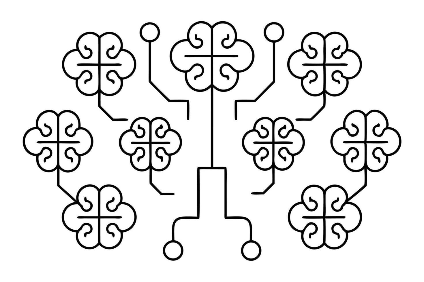 Brain circuit line art design innovative drawing vector