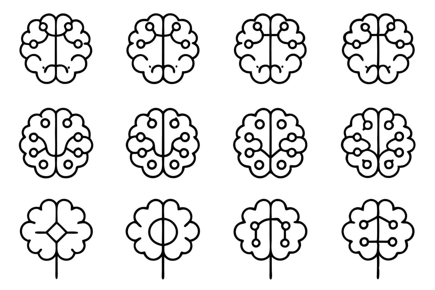 Brain circuit line art design technical drawing vector